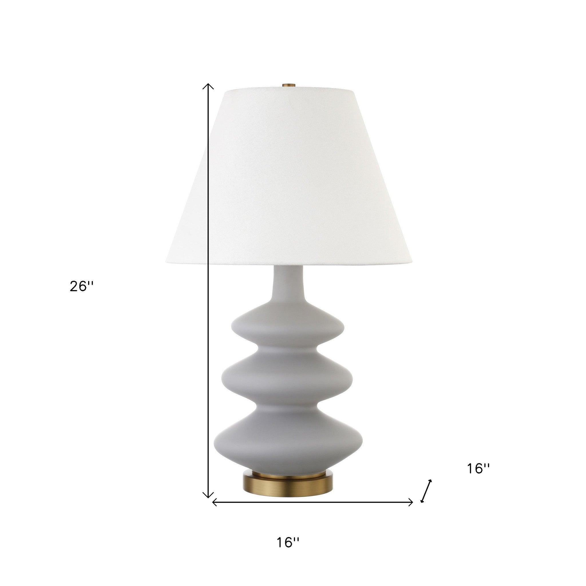 26" Gray and Gold Glass Table Lamp With White Empire Shade