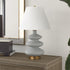 26" Gray and Gold Glass Table Lamp With White Empire Shade