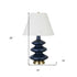 26" Blue and Gold Glass Table Lamp With White Empire Shade