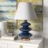 26" Blue and Gold Glass Table Lamp With White Empire Shade