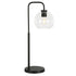 27" Black Metal Arched Table Lamp With Clear Globe Shade