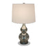 21" Nickel Glass Table Lamp With White Drum Shade