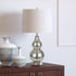 21" Nickel Glass Table Lamp With White Drum Shade