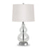 21" Nickel Glass Table Lamp With White Drum Shade