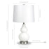 21" White and Silver Glass Table Lamp With White Drum Shade