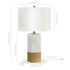 21" Gold and White Marble Table Lamp With White Drum Shade