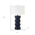 28" Navy Blue Ceramic Table Lamp With White Drum Shade