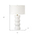 28" White Ceramic Table Lamp With White Drum Shade