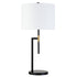 25" Black and Gold Metal Table Lamp With White Drum Shade