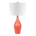 28" Coral Porcelain Table Lamp With White Drum Shade