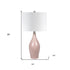 28" Dusty Rose Porcelain Cylinder Table Lamp With White Drum Shade