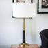 29" Black and Gold Metal Table Lamp With White Drum Shade