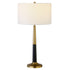 29" Black and Gold Metal Table Lamp With White Drum Shade