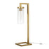 26" Brass Metal Arched Table Lamp With Clear Cylinder Shade