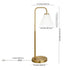 27" Brass Metal Arched Table Lamp With White Cone Shade