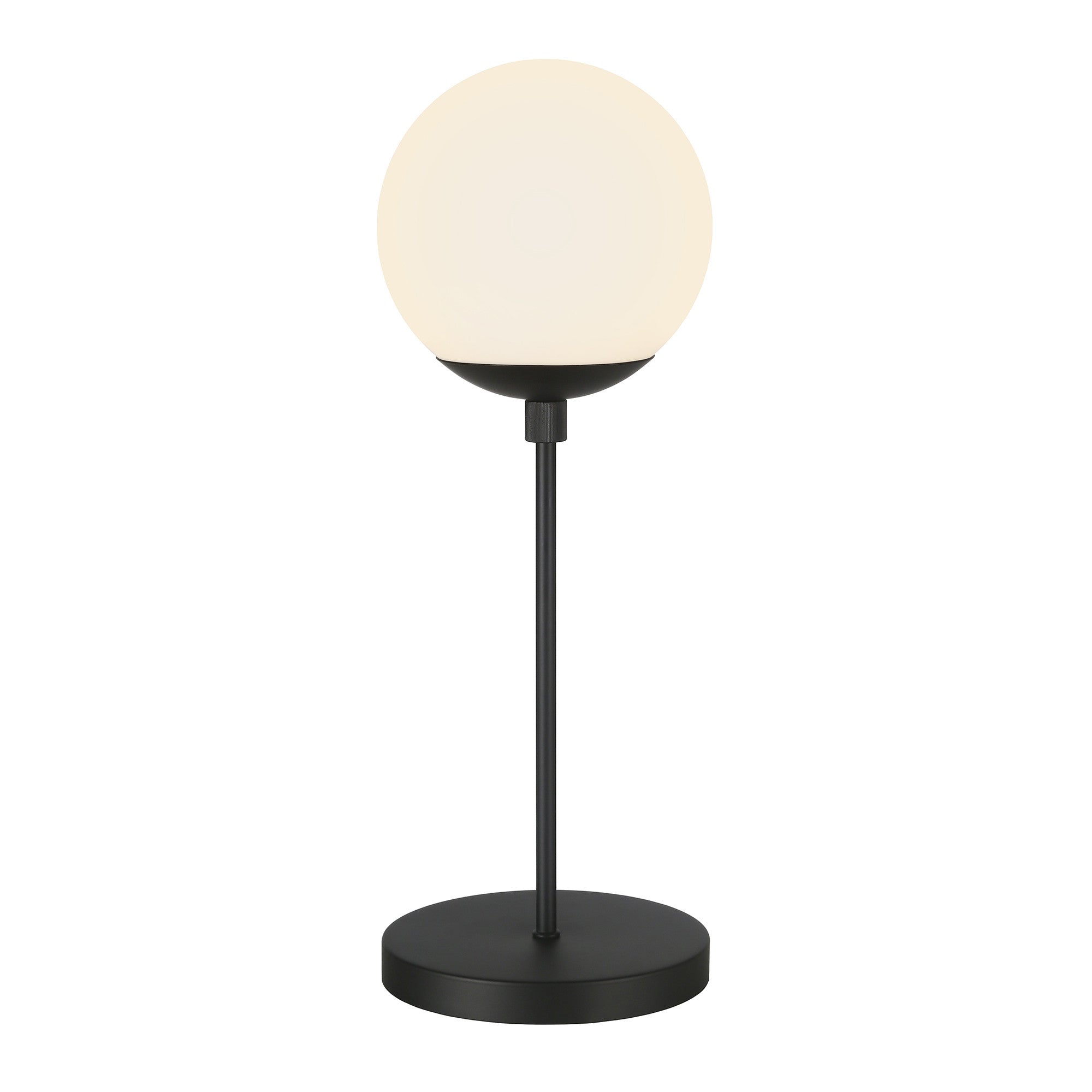 21" Black Metal Globe Table Lamp With Clear Globe Shade