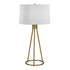 28" Brass Metal Table Lamp With White Drum Shade