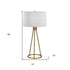 28" Brass Metal Table Lamp With White Drum Shade