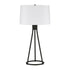 28" Black Metal Table Lamp With White Drum Shade