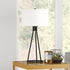 28" Black Metal Table Lamp With White Drum Shade