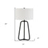 25" Black Metal Table Lamp With White Drum Shade