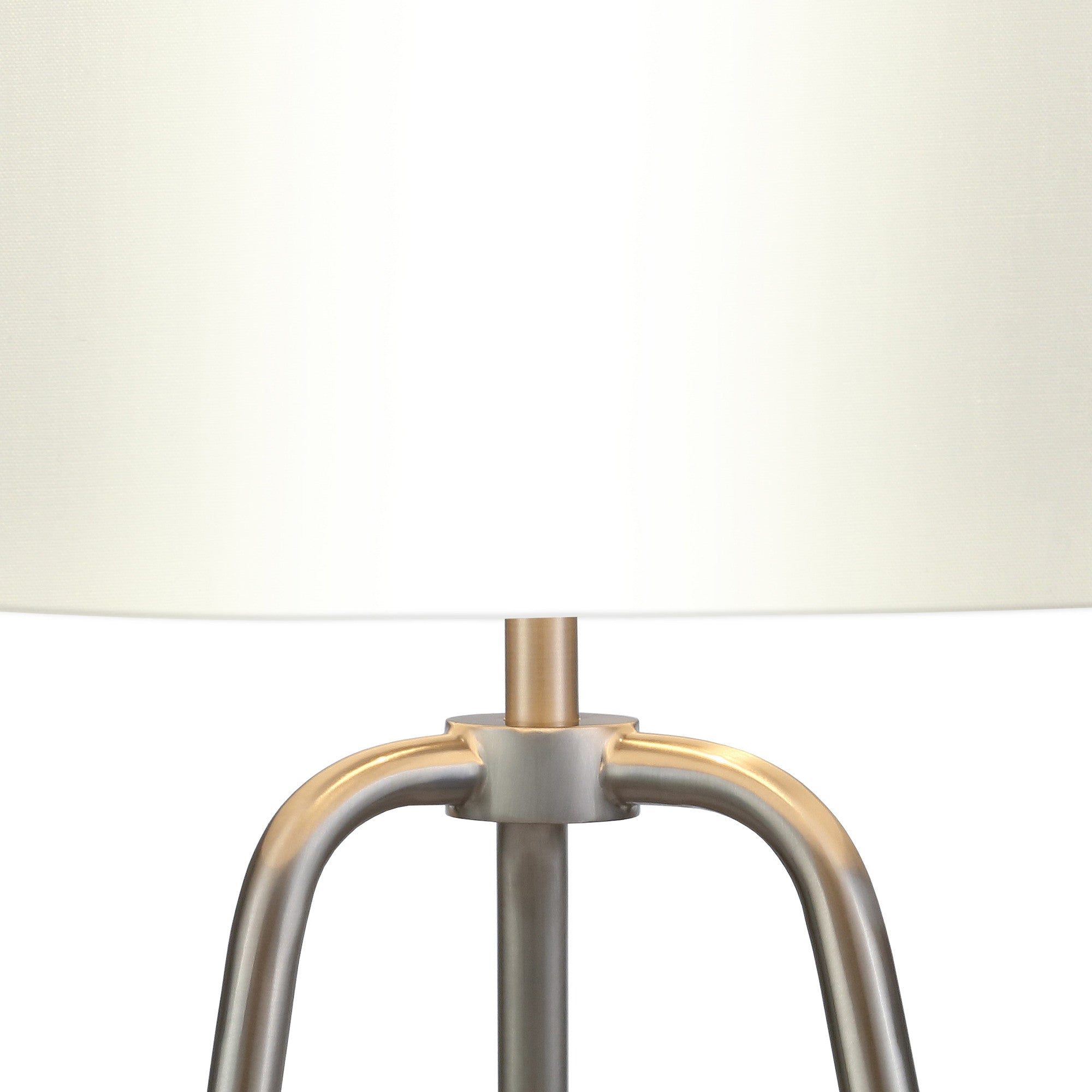 25" Nickel Metal Table Lamp With White Drum Shade