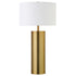 30" Brass Metal Table Lamp With White Drum Shade