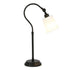 25" Black Metal Arched Table Lamp With White Drum Shade