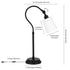 25" Black Metal Arched Table Lamp With White Drum Shade