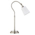 25" Nickel Metal Arched Table Lamp With White Drum Shade