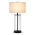 28" Black Glass Table Lamp With White Drum Shade