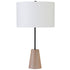 26" Brown and Black Metal Table Lamp With White Drum Shade