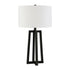 24" Black and White Metal Table Lamp With White Drum Shade