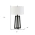 24" Black and White Metal Table Lamp With White Drum Shade