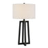 24" Black and White Metal Table Lamp With White Drum Shade