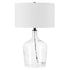 24" Clear Glass Table Lamp With White Drum Shade