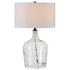 24" Clear Glass Table Lamp With White Drum Shade