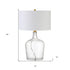 24" Clear Glass Table Lamp With White Drum Shade