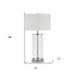 28" Nickel Glass Table Lamp With White Drum Shade