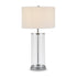 28" Nickel Glass Table Lamp With White Drum Shade