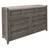 62" Gray Solid Wood Seven Drawer Triple Dresser