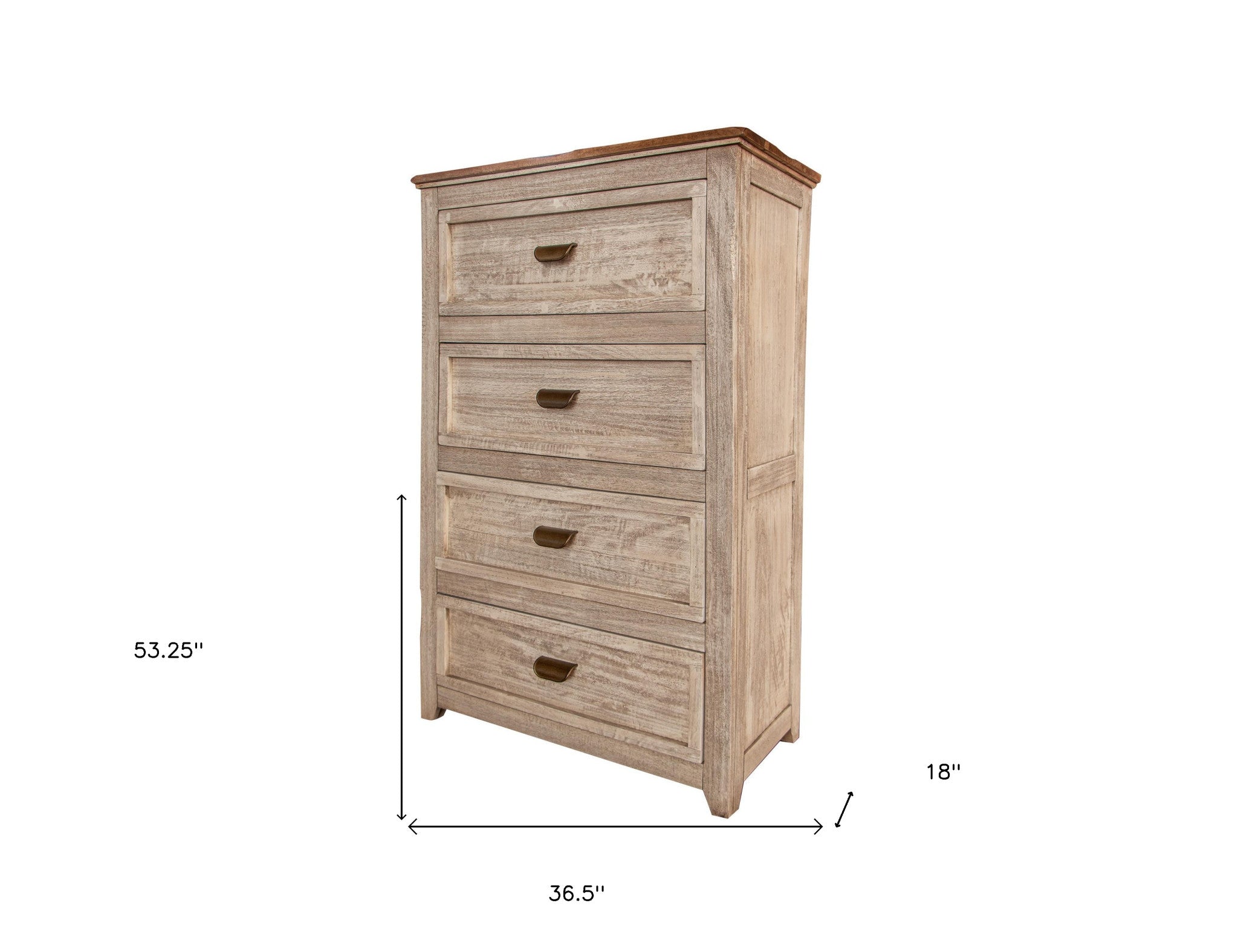 37" Cream Solid Wood Four Drawer Chest