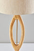 28" Natural Solid Wood Round Table Lamp With Beige Drum Shade