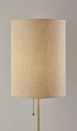 28" Black and Gold Metal Cylinder Table Lamp With Beige Drum Shade