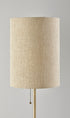 28" Black and Gold Metal Cylinder Table Lamp With Beige Drum Shade