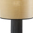 24" Black Ceramic Cylinder Table Lamp With Beige Drum Shade