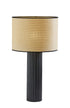 29" Black Ceramic Cylinder Table Lamp With Beige Drum Shade