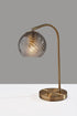 19" Antiqued Brass Metal Cylinder Desk Table Lamp With Gray Swirl Globe Shade