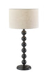 28" Black Solid Wood Candlestick Table Lamp With Off White Drum Shade