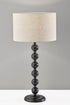 28" Black Solid Wood Candlestick Table Lamp With Off White Drum Shade